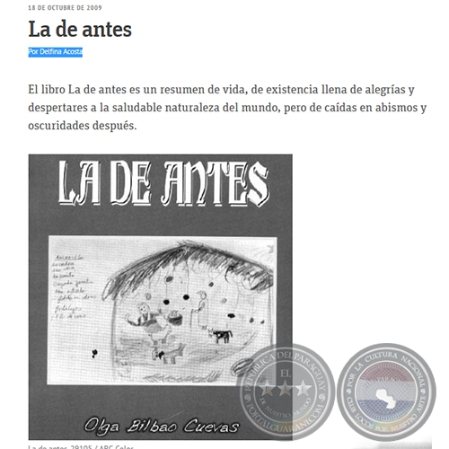 LA DE ANTES - Por DELFINA ACOSTA - Domingo, 18 de Octubre de 2009